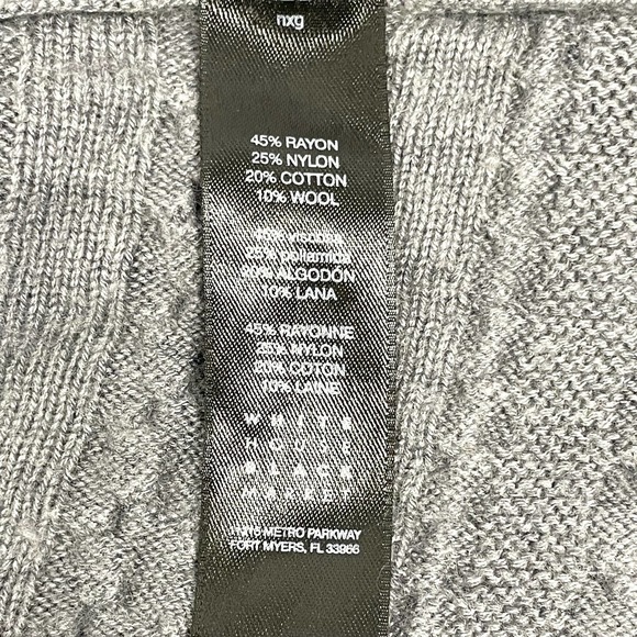 White House Black Market Gray Open Front Long Line Cardigan Size L - Picture 10 of 12